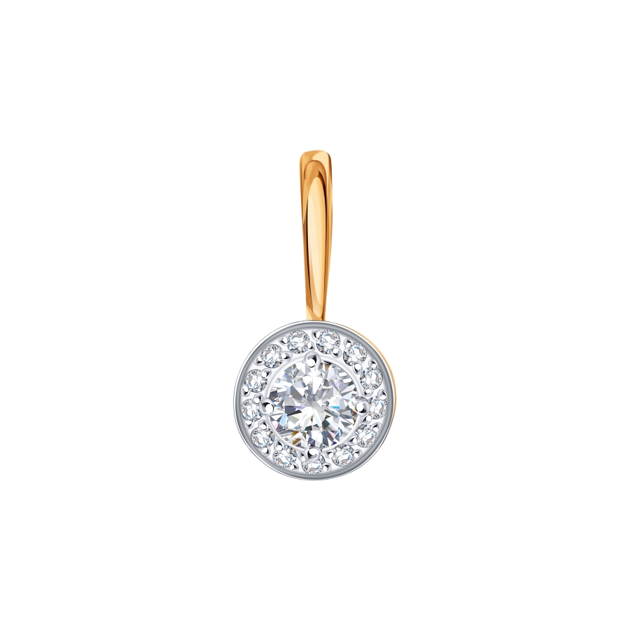 Pandantiv din aur roșu cu pietre Cubic Zirconia Incolor