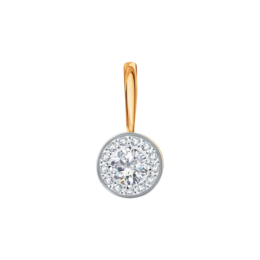 Pandantiv din aur roșu cu Cubic Zirconia Incolor