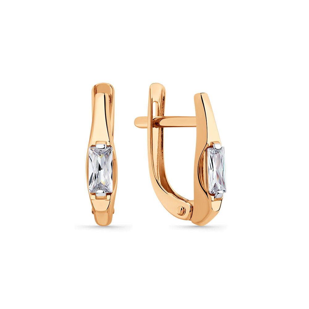 Cercei din aur roșu cu Cubic Zirconia Incolor