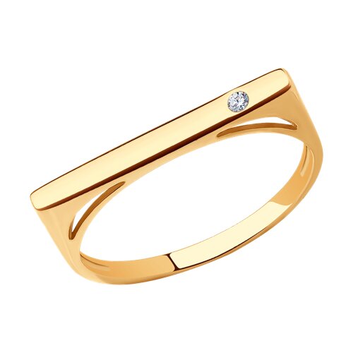 Inel din aur roșu cu pietre Cubic Zirconia Incolor