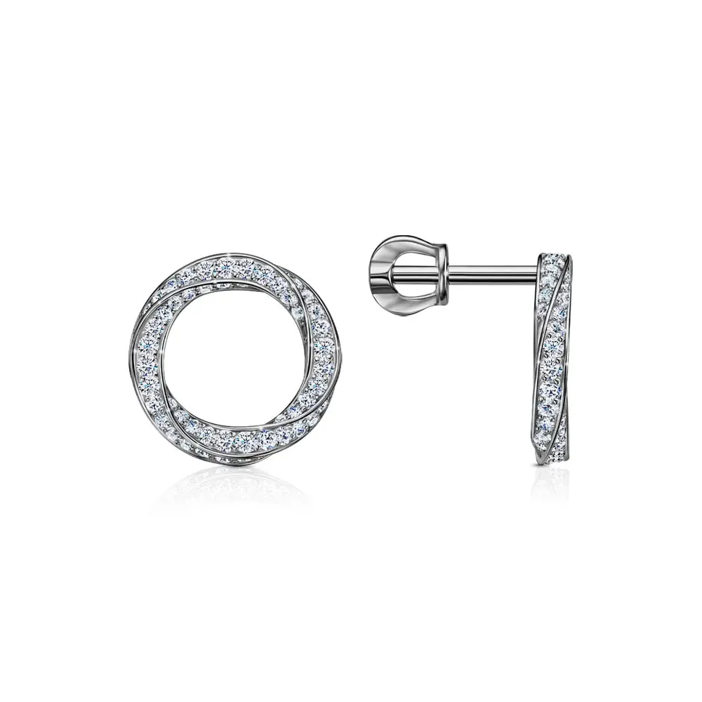 Cercei Pusete din aur alb cu Cubic Zirconia Incolor