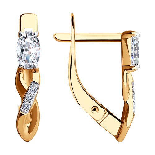 Cercei din aur roșu cu pietre Cubic Zirconia Incolor