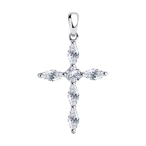 Cruce din argint  cu pietre Cubic Zirconia Incolor