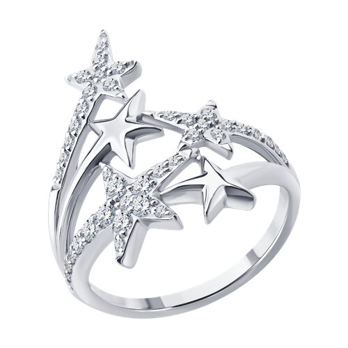 Кольцо из белого золота с камнями Бриллиант