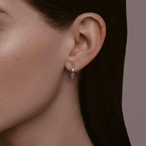 Cercei Creole din argint  cu pietre Cubic Zirconia Incolor