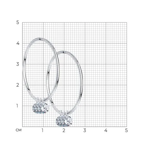 Cercei Creole din argint cu Cubic Zirconia Incolor