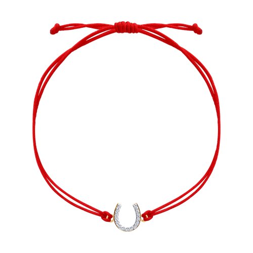 Браслет из красного золота с камнями Фианит, Текстиль