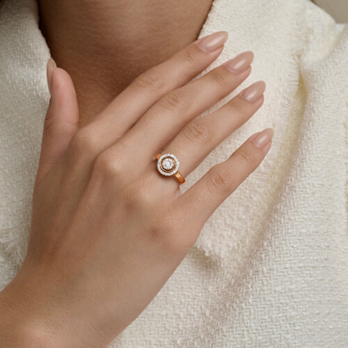 Inel din aur roșu cu pietre Diamant