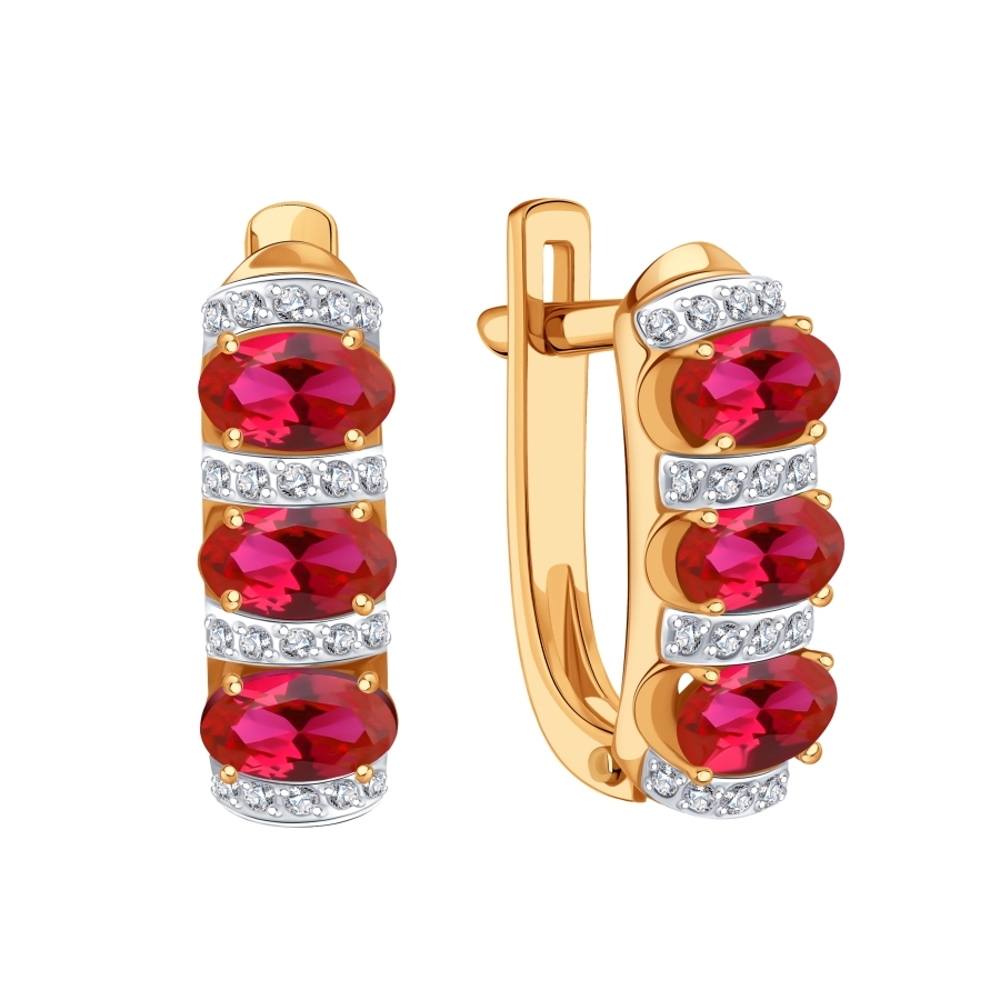 Cercei din aur roșu cu pietre Diamant, Rubin