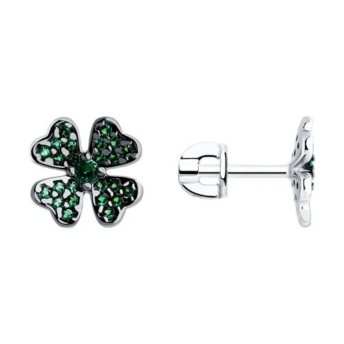 Cercei Pusete din argint cu Cubic Zirconia Verde