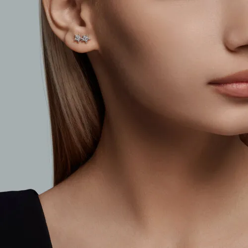 Cercei Pusete din argint cu Cubic Zirconia Incolor
