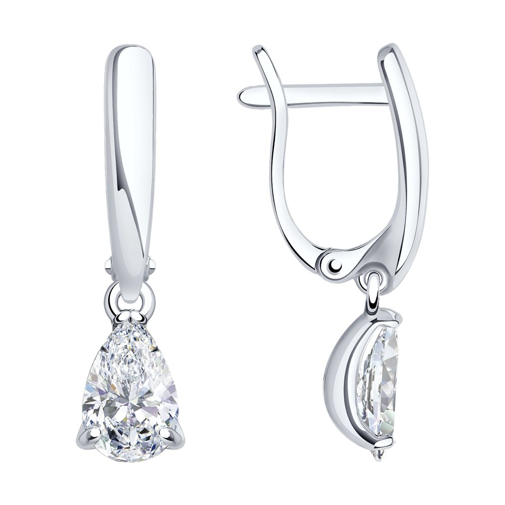 Cercei Suspendați din argint  cu pietre Cubic Zirconia Incolor