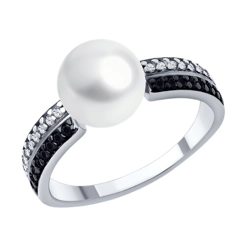 Inel din argint  cu pietre Cubic Zirconia Incolor, Perla Imit. și Spinel natural