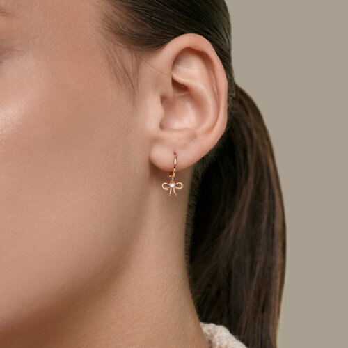 Cercei Creole din aur roșu cu Cubic Zirconia Incolor