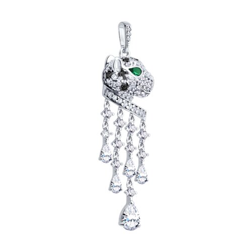 Pandantiv din argint  cu pietre Cubic Zirconia Incolor, Cubic Zirconia Verde și Cubic Zirconia Negru