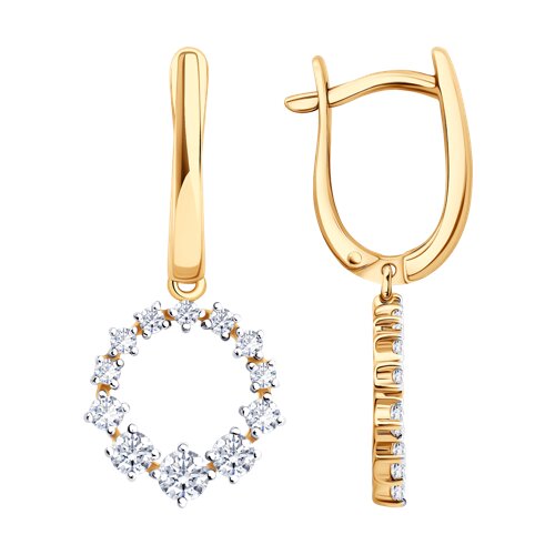 Cercei Suspendați din aur roșu cu pietre Cubic Zirconia Incolor