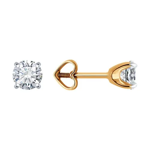 Cercei Pusete din aur roșu cu Cubic Zirconia Incolor