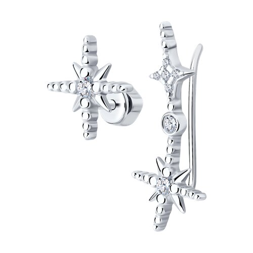 Серьги из серебра с камнями Фианит