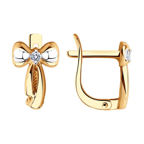 Cercei p-u copii din aur roșu cu pietre Cubic Zirconia Incolor