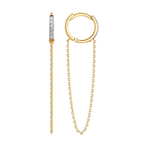 Cercei Creole din aur roșu cu pietre Cubic Zirconia Incolor