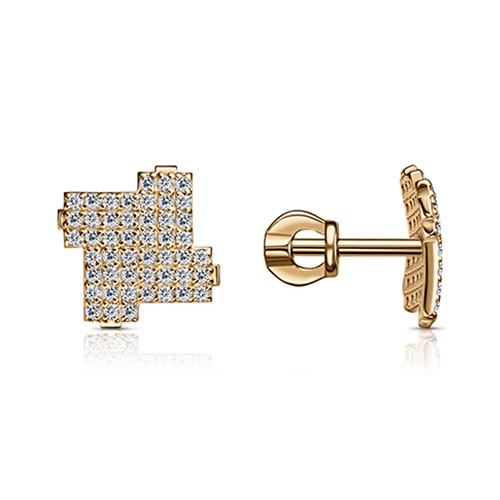 Cercei Pusete din aur roșu cu pietre Cubic Zirconia Incolor