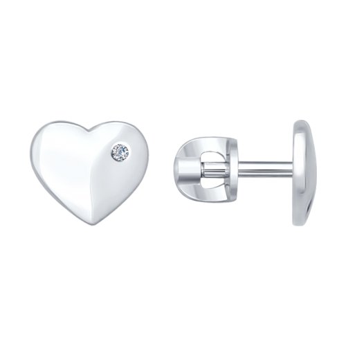 Серьги Пусеты из серебра с камнями Бриллиант