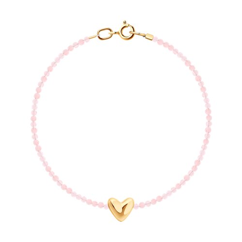 Браслет из красного золота с камнями Кварц розовый