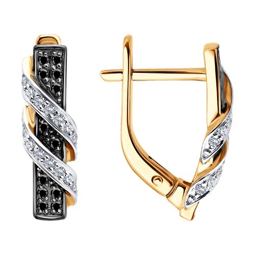 Cercei din aur roșu cu pietre Diamant, Diamant negru