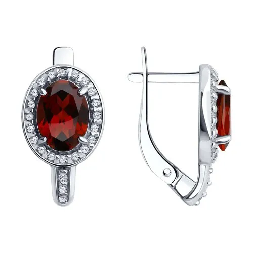 Cercei din argint cu Cubic Zirconia Incolor, Granat