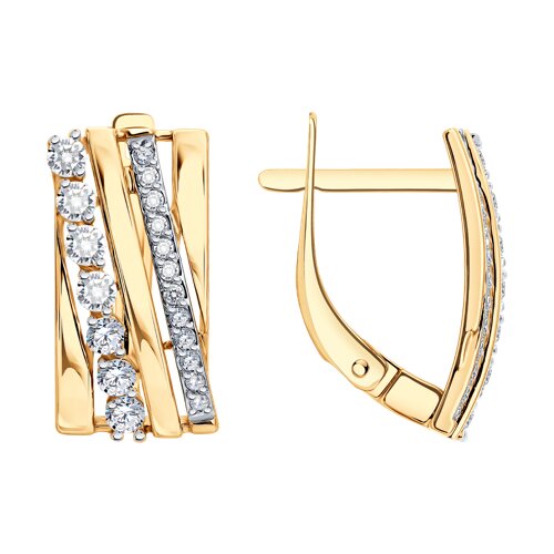 Cercei din aur roșu cu pietre Cubic Zirconia Incolor