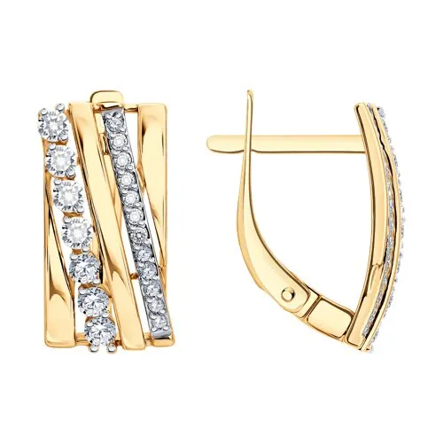 Cercei din aur roșu cu Cubic Zirconia Incolor
