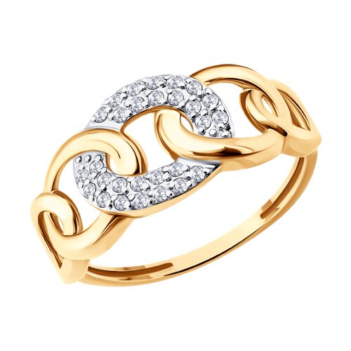 Кольцо из красного золота с камнями Фианит