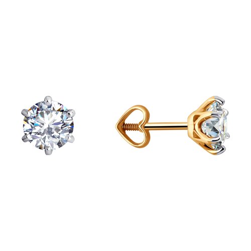 Cercei Pusete din aur roșu cu pietre Cubic Zirconia Incolor