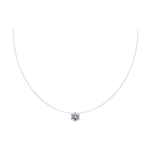 Colier din argint  cu pietre Cubic Zirconia Incolor, Fir transparent