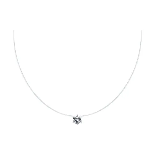 Colier din argint cu Cubic Zirconia Incolor, Fir transparent