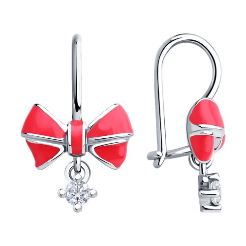 Cercei p-u copii din argint  cu pietre Cubic Zirconia Incolor, Emailare