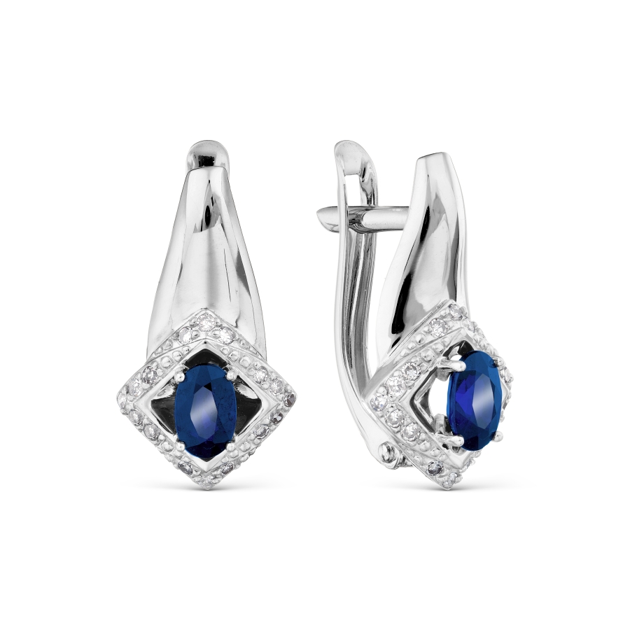 Cercei din aur alb cu pietre Diamant, Safir