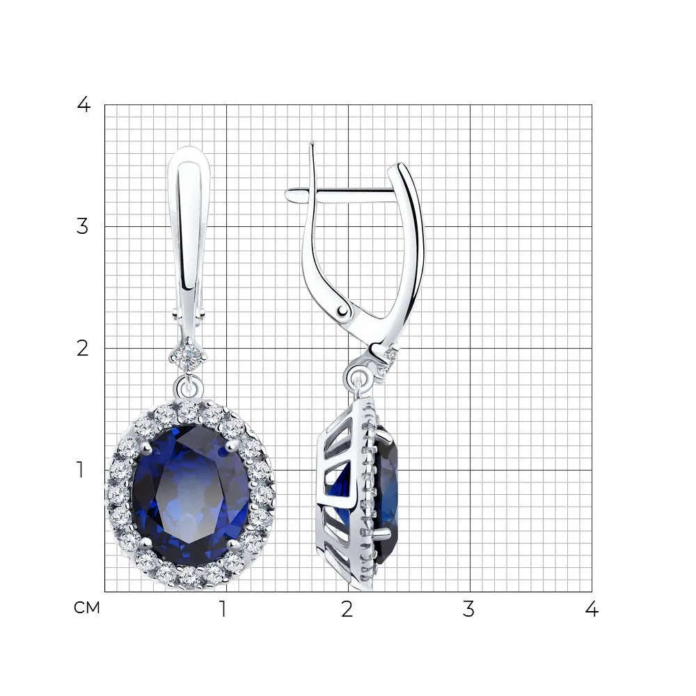 Cercei Suspendați din argint cu Cubic Zirconia Incolor, Corindon