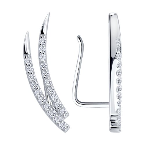 Cercei din aur alb cu pietre Cubic Zirconia Incolor