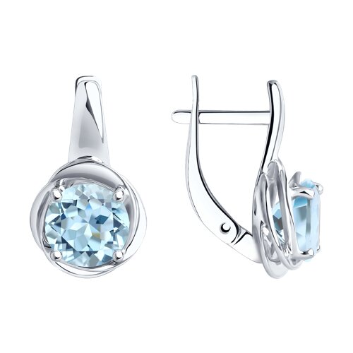Серьги из серебра с камнями Топаз голубой