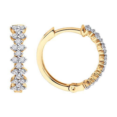 Cercei Creole din aur roșu cu pietre Diamant