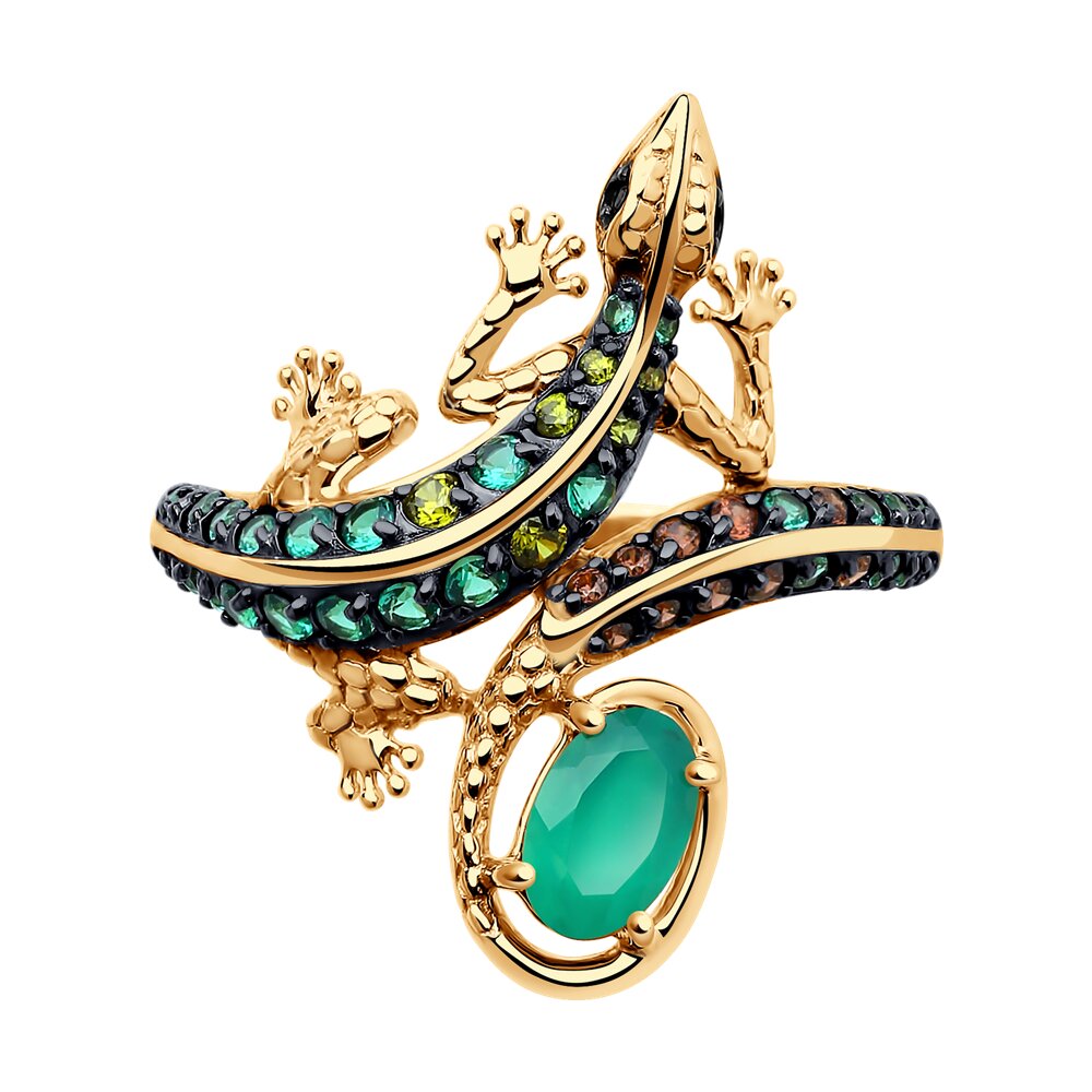 Inel din aur roșu cu pietre Cubic Zirconia Verde, Cubic Zirconia Galben și Cubic Zirconia Maro