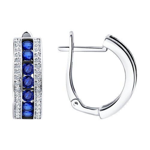 Cercei din aur alb cu pietre Diamant, Safir