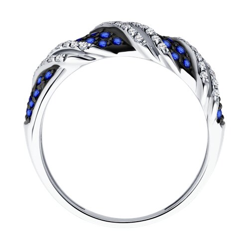 Кольцо из белого золота с камнями Бриллиант, Сапфир