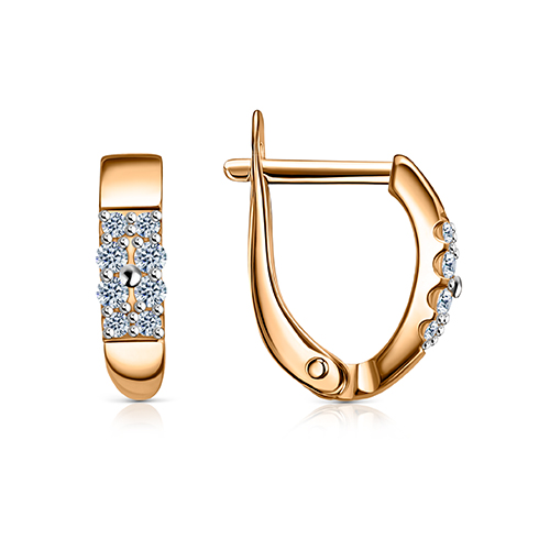 Cercei p-u copii din aur roșu cu pietre Cubic Zirconia Incolor