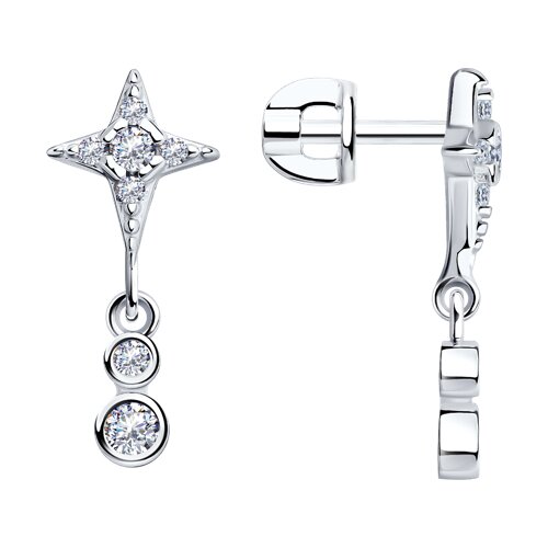 Cercei Pusete din argint  cu pietre Cubic Zirconia Incolor
