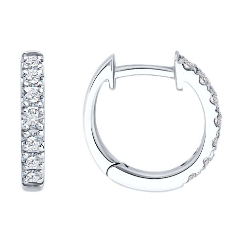 Cercei Creole din aur alb cu pietre Diamant