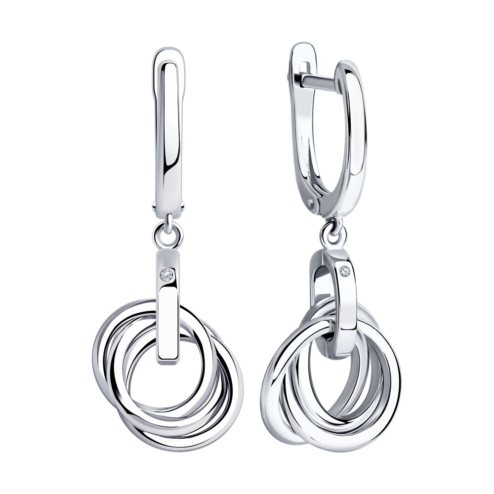 Cercei Suspendați din argint  cu pietre Diamant