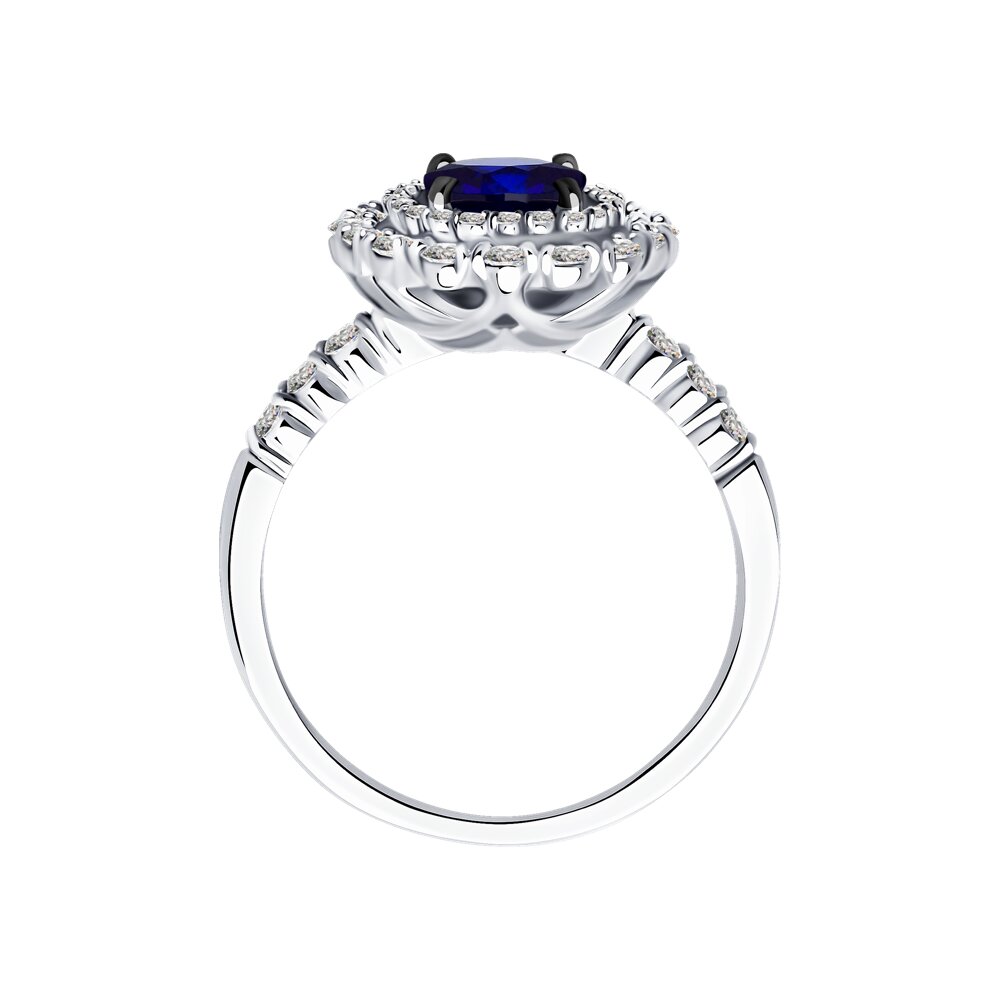 Inel din aur alb cu pietre Diamant, Safir