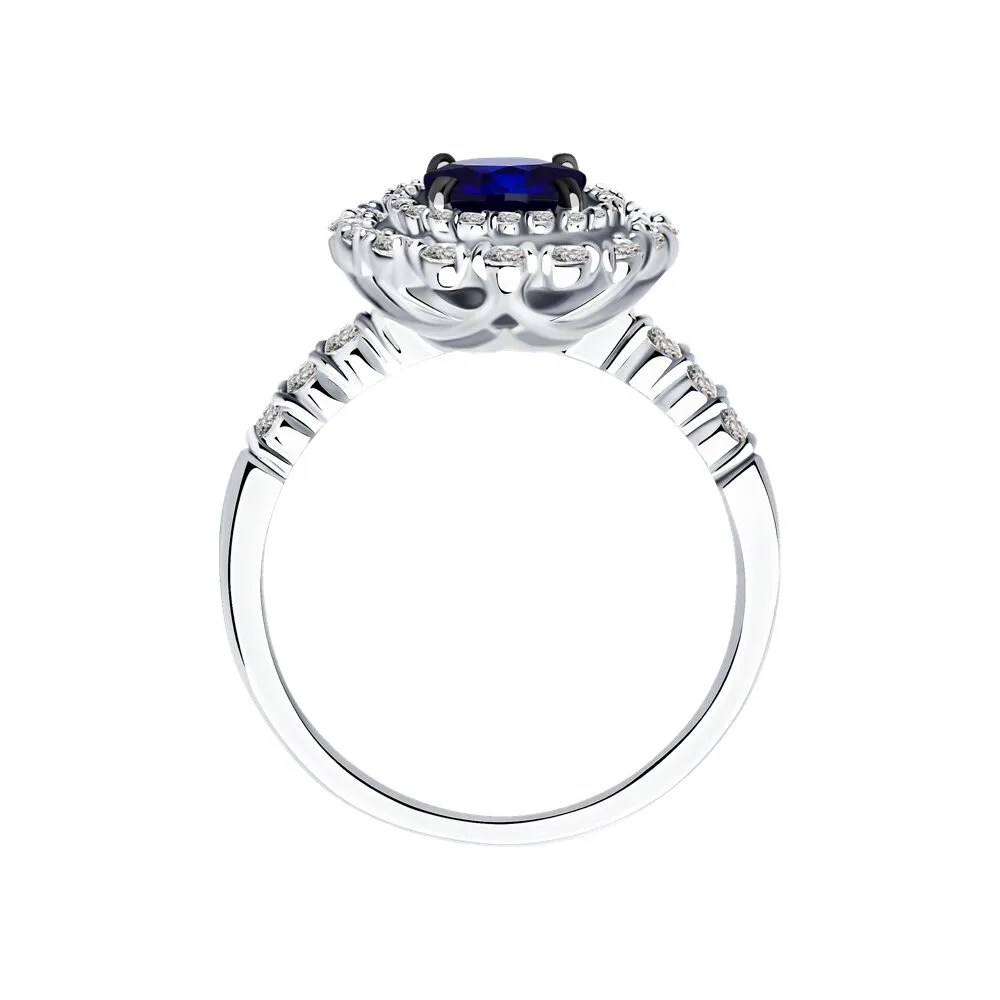 Inel din aur alb cu Diamant, Safir